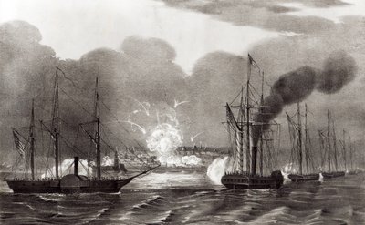 Naval Bombardment of Vera Cruz, March 1847, published by Currier and Ives by American School